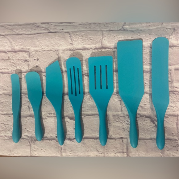 Mad Hungry Silicone Spurtle 7 Piece Set Aqua Blue - Picture 1 of 13
